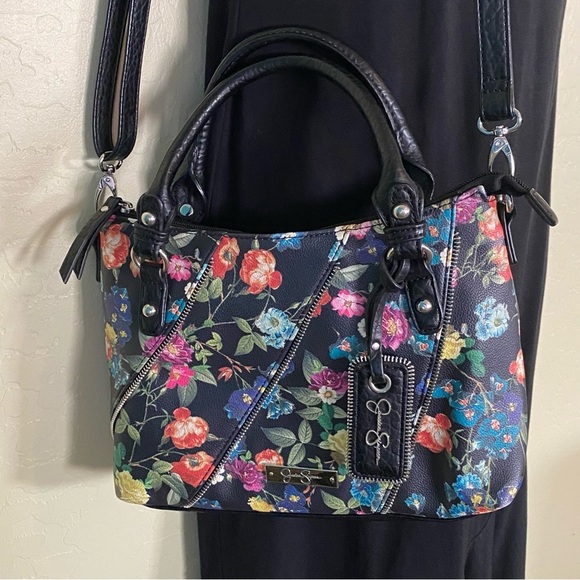 Jessica Simpson Black Floral Zipper Handbag - Picture 3 of 16